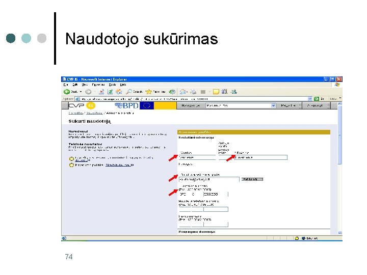Naudotojo sukūrimas 74 