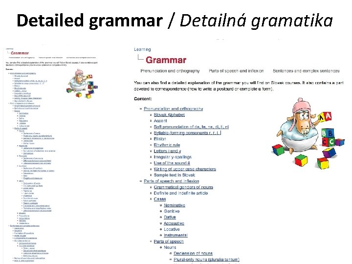 Detailed grammar / Detailná gramatika 