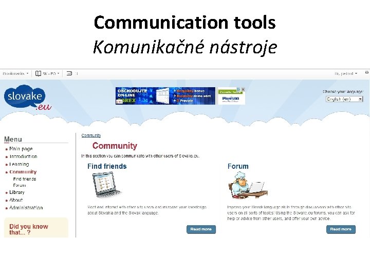 Communication tools Komunikačné nástroje 