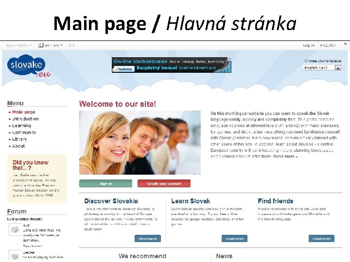 Main page / Hlavná stránka 