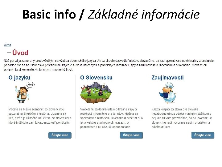 Basic info / Základné informácie 