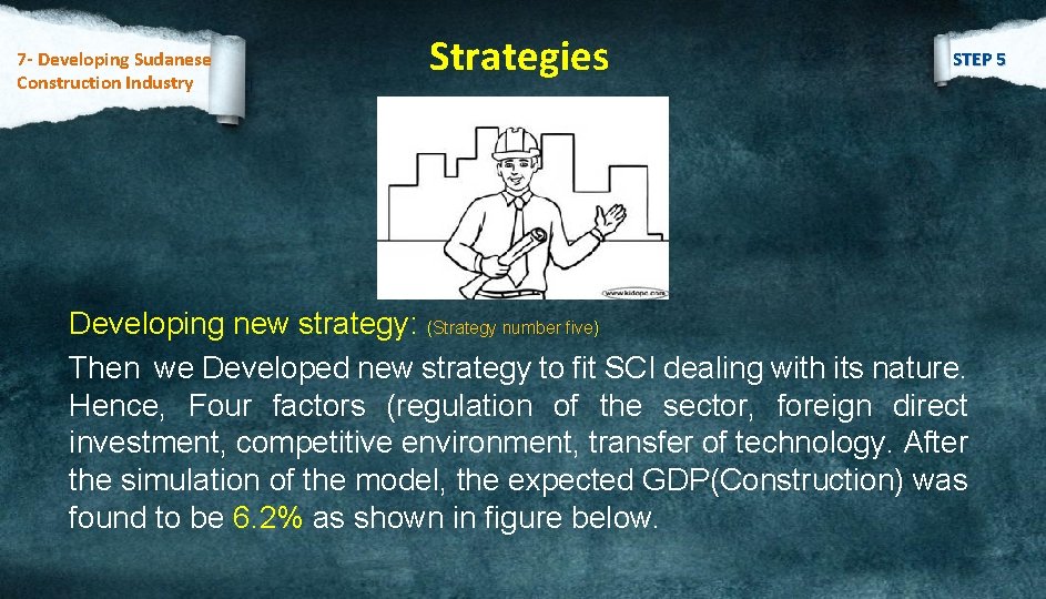 7 - Developing Sudanese Construction Industry Special Strategy For SCI Strategies STEP 5 Developing