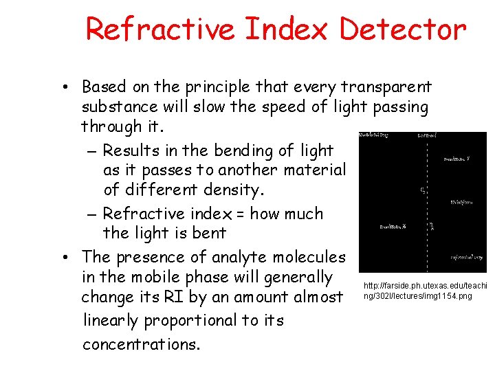 Refractive Index Detector • Based on the principle that every transparent substance will slow