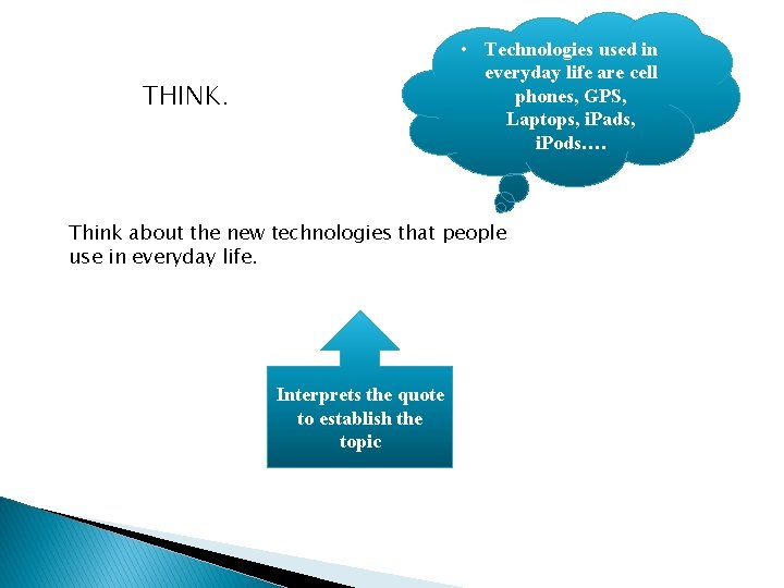  • Technologies used in everyday life are cell phones, GPS, Laptops, i. Pads,