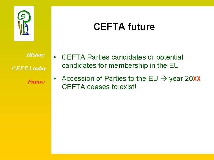 CEFTA future History CEFTA today Future • CEFTA Parties candidates or potential candidates for
