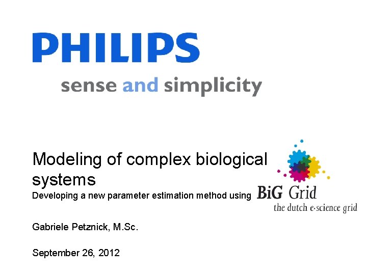 Modeling of complex biological systems Developing a new parameter estimation method using Gabriele Petznick,
