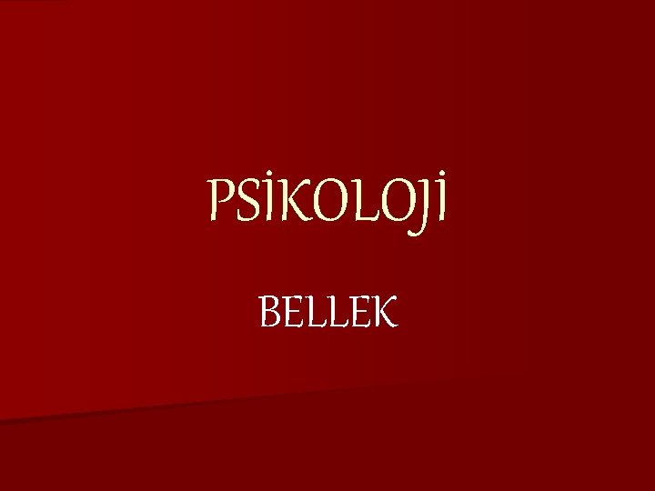 PSİKOLOJİ BELLEK 