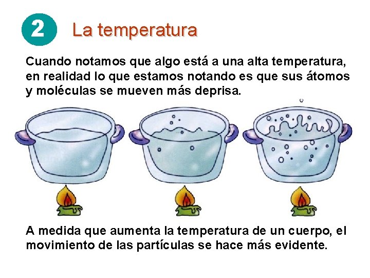 2 La temperatura Cuando notamos que algo está a una alta temperatura, en realidad