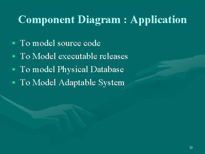 Component Diagram : Application • • To model source code To Model executable releases