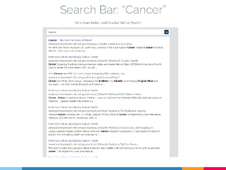 Search Bar: “Cancer” 