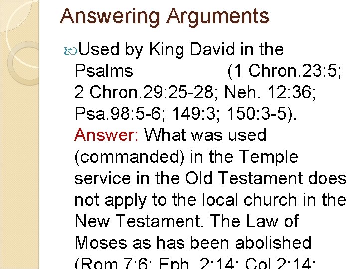 Answering Arguments Used by King David in the Psalms (1 Chron. 23: 5; 2