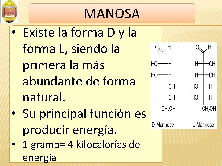 MANOSA • Existe la forma D y la forma L, siendo la primera la