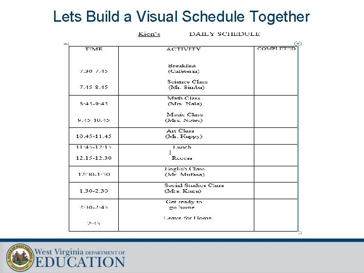 Lets Build a Visual Schedule Together 