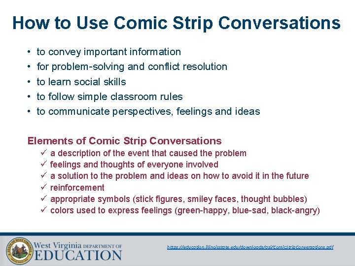 How to Use Comic Strip Conversations • to convey important information • for problem-solving