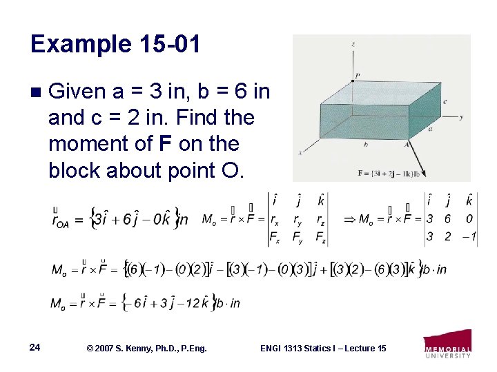 Example 15 -01 n 24 Given a = 3 in, b = 6 in