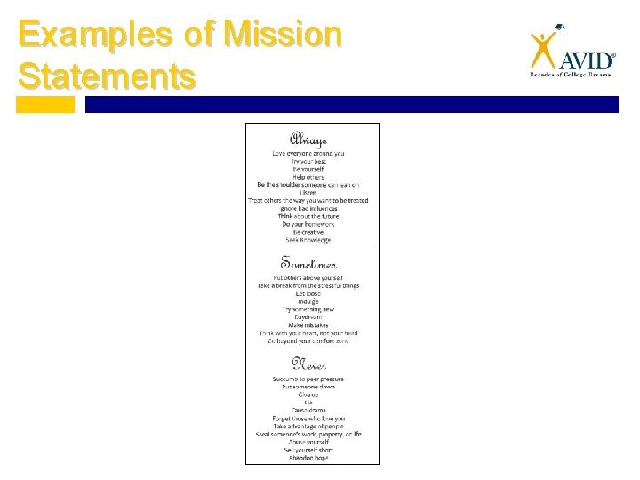 Examples of Mission Statements 