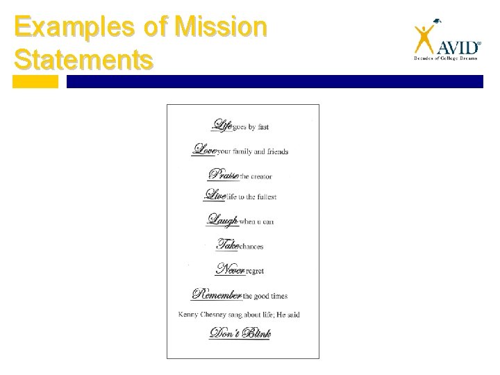 Examples of Mission Statements 