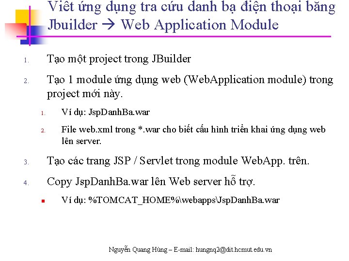 Viết ứng dụng tra cứu danh bạ điện thoại bằng Jbuilder Web Application Module