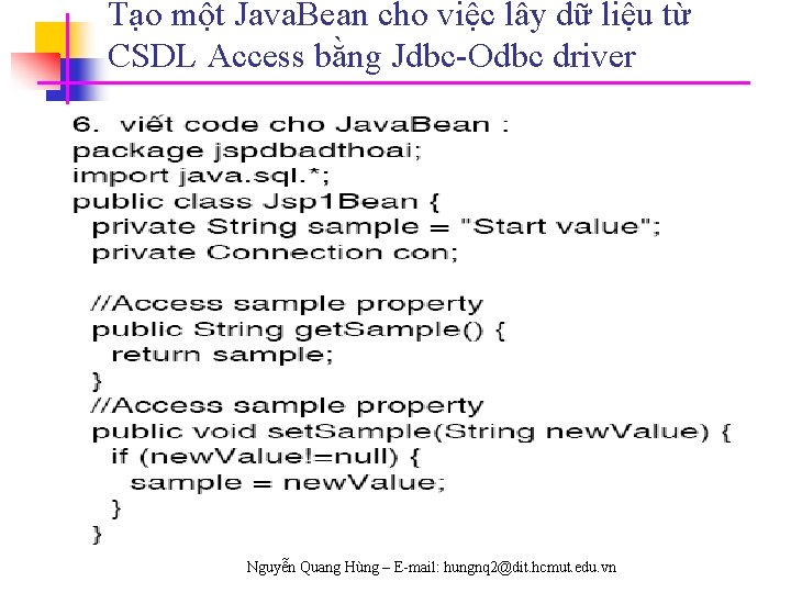 Tạo một Java. Bean cho việc lấy dữ liệu từ CSDL Access bằng Jdbc-Odbc