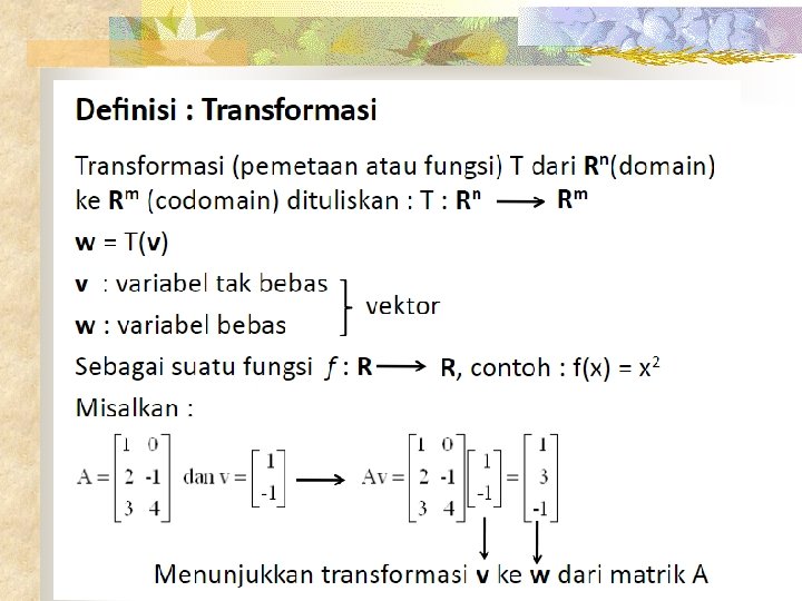 TRANSFORMASI LINIER 1 2 3 4 5 Pengertian