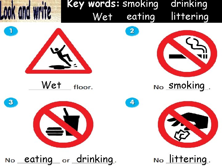 Key words: smoking Wet eating drinking littering smoking drinking littering 