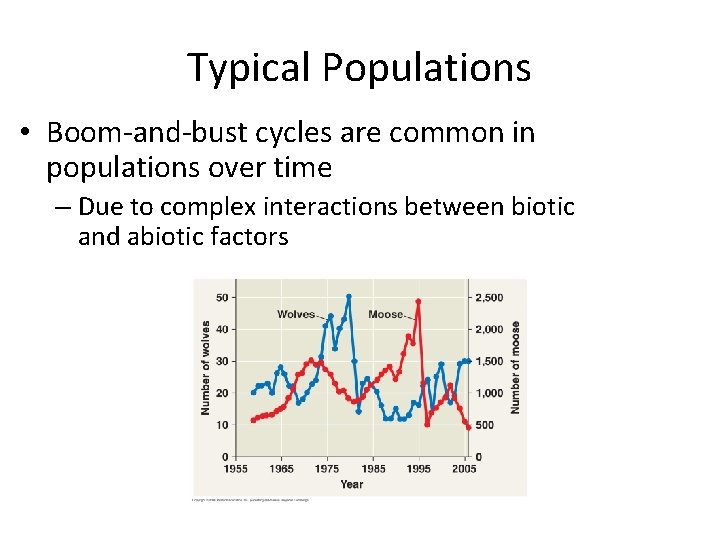 Typical Populations • Boom-and-bust cycles are common in populations over time – Due to