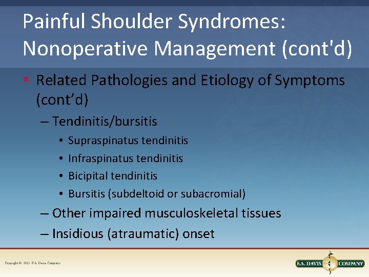 Painful Shoulder Syndromes: Nonoperative Management (cont'd) § Related Pathologies and Etiology of Symptoms (cont’d)