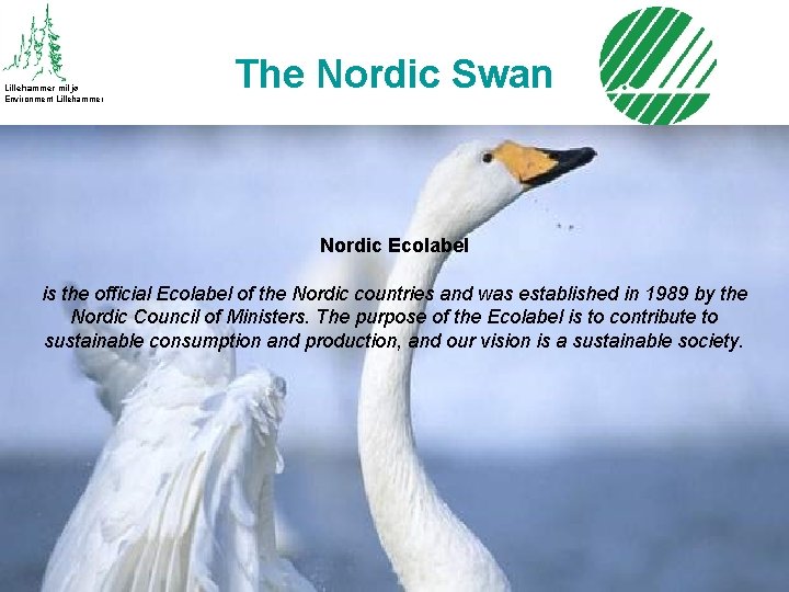 Lillehammer miljø Environment Lillehammer The Nordic Swan Nordic Ecolabel is the official Ecolabel of