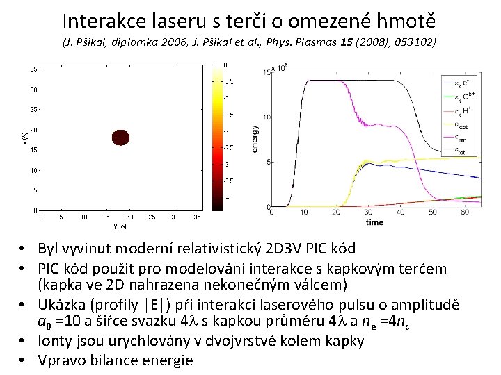 Interakce laseru s terči o omezené hmotě (J. Pšikal, diplomka 2006, J. Pšikal et