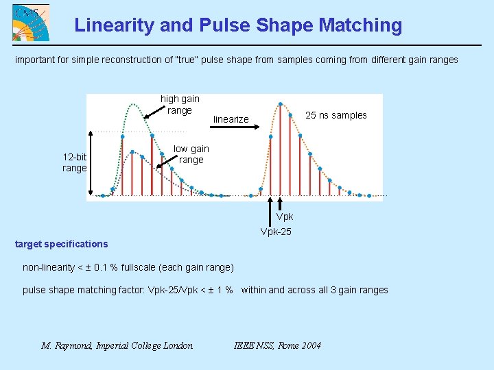 Linearity and Pulse Shape Matching important for simple reconstruction of “true” pulse shape from