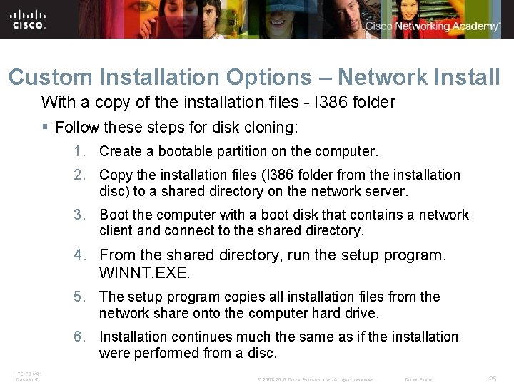 Custom Installation Options – Network Install With a copy of the installation files - Custom Installation Options – Network Install With a copy of the installation files -