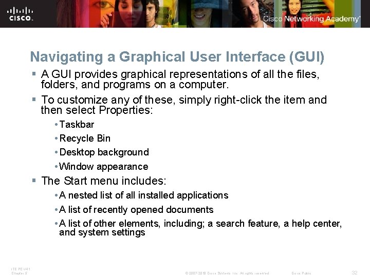 Navigating a Graphical User Interface (GUI) § A GUI provides graphical representations of all Navigating a Graphical User Interface (GUI) § A GUI provides graphical representations of all