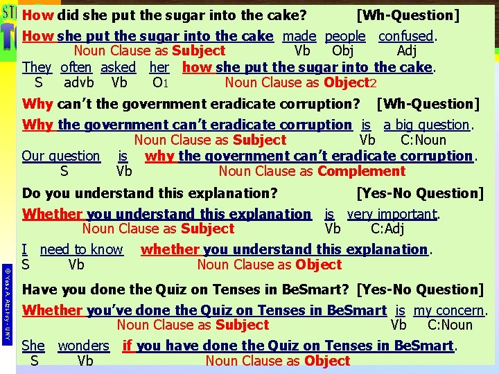 How did she put the sugar into the cake? [Wh-Question] How she put the