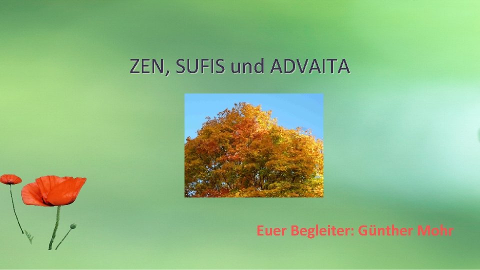 ZEN, SUFIS und ADVAITA Euer Begleiter: Günther Mohr 