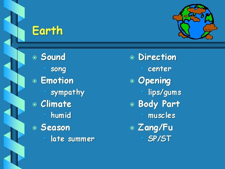 Earth b Sound b Emotion b Climate b Season b • song b •