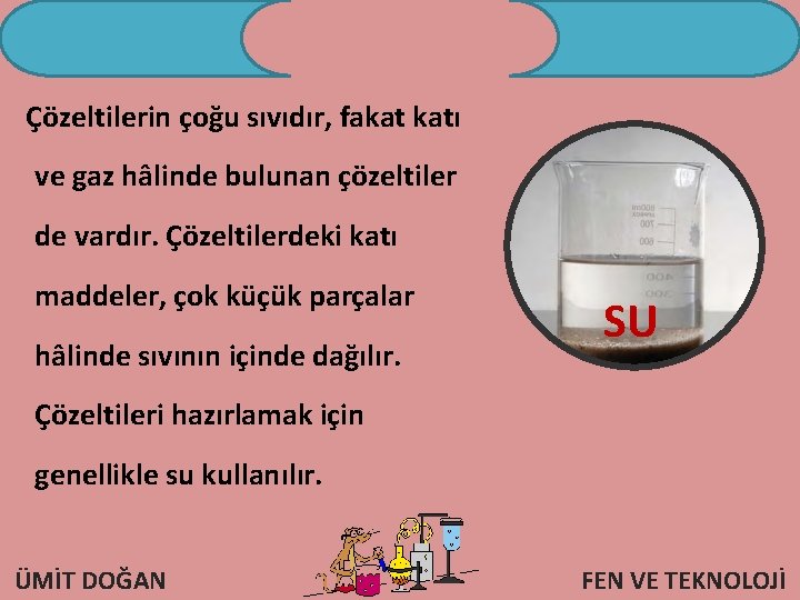 Çözeltilerin çoğu sıvıdır, fakat katı ve gaz hâlinde bulunan çözeltiler de vardır. Çözeltilerdeki katı