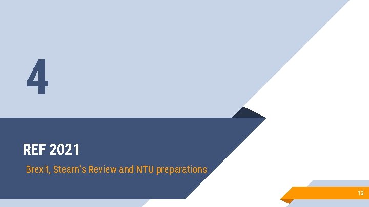 4 REF 2021 Brexit, Stearn’s Review and NTU preparations 13 