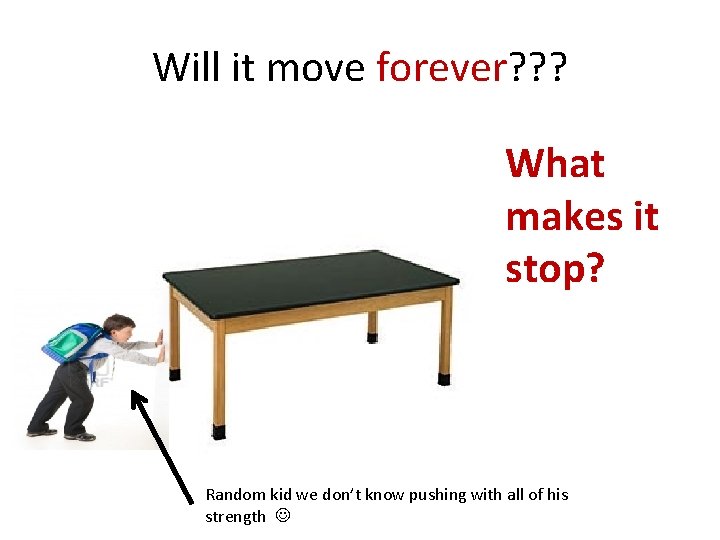 Will it move forever? ? ? What makes it stop? Random kid we don’t