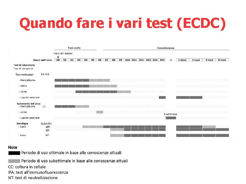 Quando fare i vari test (ECDC) 