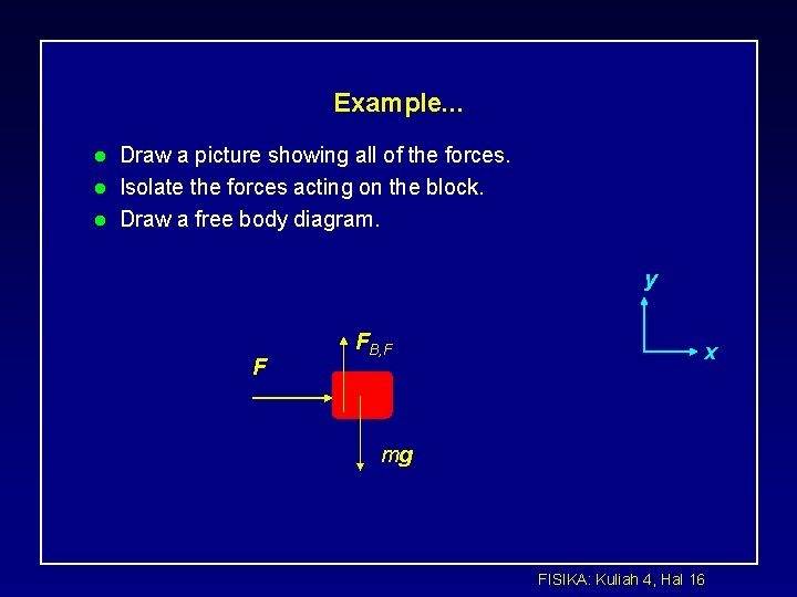 Example. . . l l l Draw a picture showing all of the forces.
