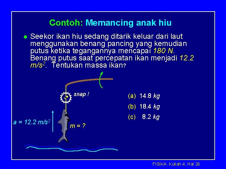 Contoh: Memancing anak hiu l Seekor ikan hiu sedang ditarik keluar dari laut menggunakan