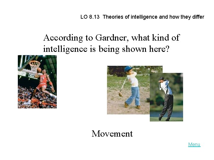 LO 8. 13 Theories of intelligence and how they differ According to Gardner, what