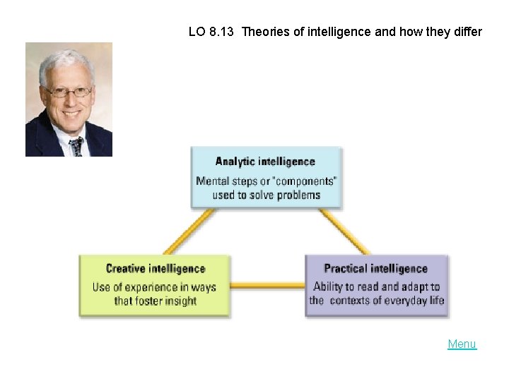 LO 8. 13 Theories of intelligence and how they differ Menu 
