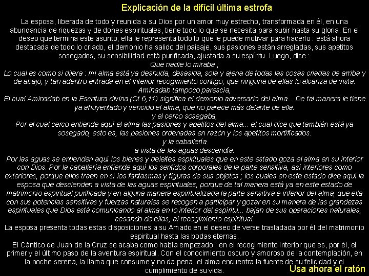 Explicación de la difícil última estrofa La esposa, liberada de todo y reunida a Explicación de la difícil última estrofa La esposa, liberada de todo y reunida a
