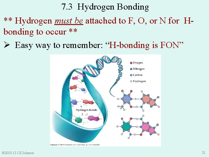 7. 3 Hydrogen Bonding ** Hydrogen must be attached to F, O, or N