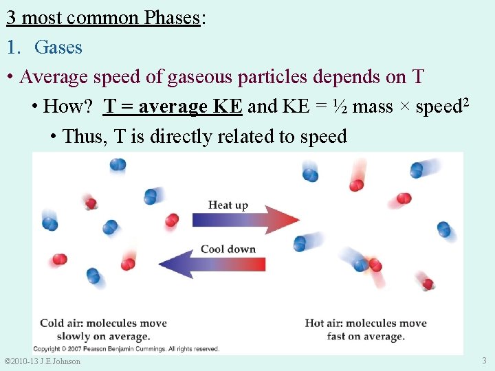 3 most common Phases: 1. Gases • Average speed of gaseous particles depends on