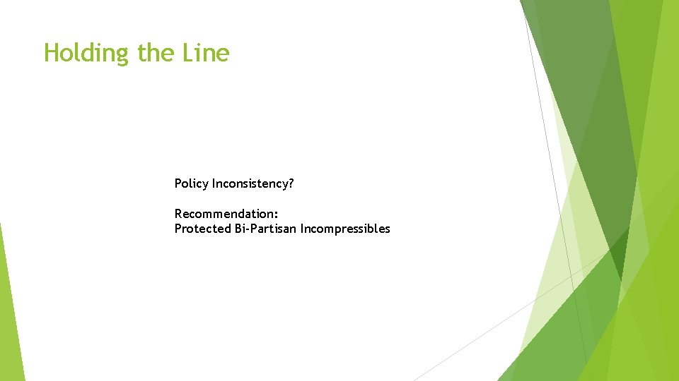 Holding the Line Policy Inconsistency? Recommendation: Protected Bi-Partisan Incompressibles 