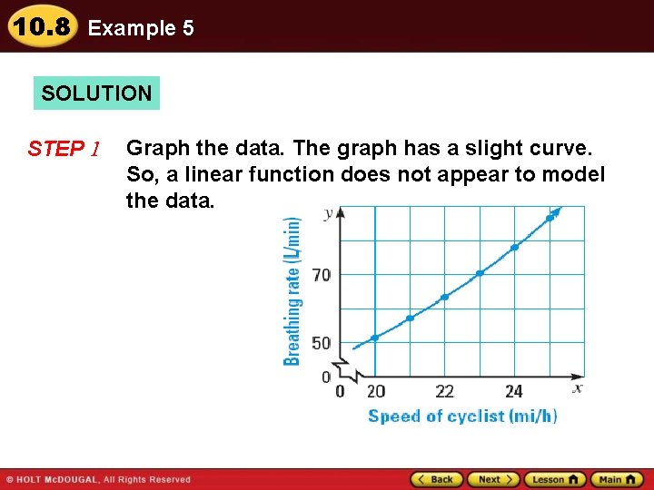 10. 8 Example 5 SOLUTION STEP 1 Graph the data. The graph has a