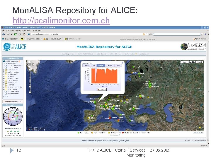 Mon. ALISA Repository for ALICE: http: //pcalimonitor. cern. ch 12 T 1/T 2 ALICE