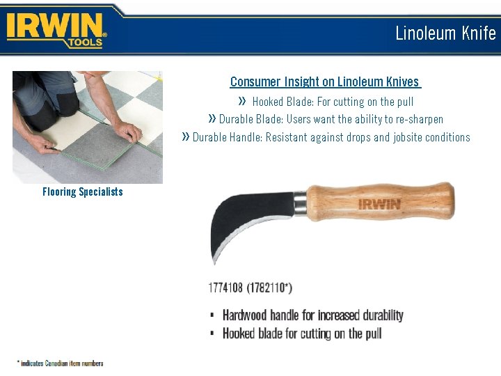 Linoleum Knife Consumer Insight on Linoleum Knives » Hooked Blade: For cutting on the